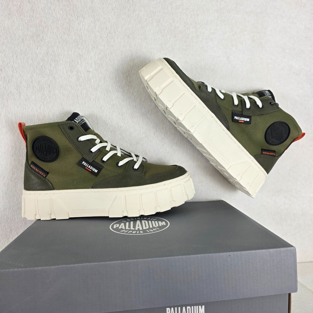 Palladium Pallatower Hi Women's Platform Boots Size 9.5 Olive Night New in  Box